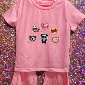 Pink Pajama Set with Heart Emoji Design